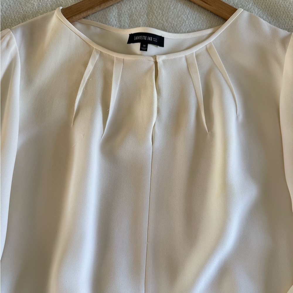 Lafayette 148 New York Women's Silk Blouse in creamy white